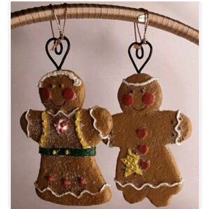 Gingerbread Men Pottery Clay Christmas Tree Ornaments 4.5" High Quality